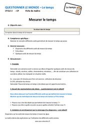 Séquence - Fiche de préparation Mesurer le temps - Séquence - Fiche de préparation : 3eme Harmos - PDF à imprimer