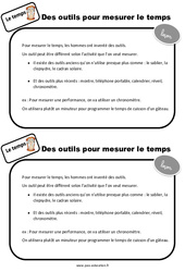 Outils pour mesurer le temps - Cours, Leçon : 3eme Harmos - PDF gratuit à imprimer