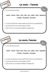 Mois - Année - Cours, Leçon : 3eme Harmos - PDF gratuit à imprimer