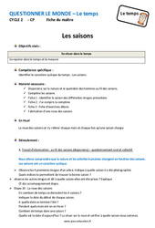 Saisons - Fiche de préparation : 3eme Harmos - PDF à imprimer