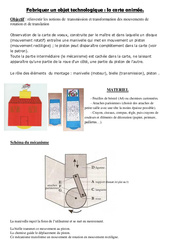 Notice de Fabrication d'un objet technique, une carte animée - Exercices - Sciences : 6ème, 7ème Harmos - PDF à imprimer