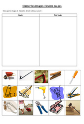 Leviers et balances- Fiches Classer les images levier ou pas : 5ème, 6ème, 7ème Harmos - PDF à imprimer