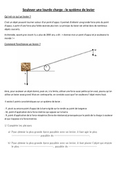 Leviers et balances- Fiches Documents + questions - Les leviers : 5ème, 6ème, 7ème Harmos - PDF à imprimer