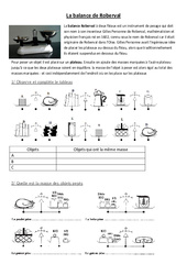 Balance de Roberval - Leviers et balances - Exercices - Sciences : 5ème, 6ème, 7ème Harmos - PDF à imprimer