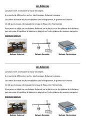 Balances - Cours, Leçon - Sciences : 5ème, 6ème, 7ème Harmos - PDF gratuit à imprimer