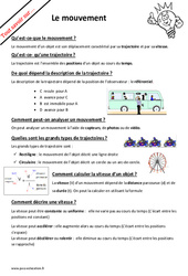 Qu'est - ce que le mouvement et une trajectoire ? : 8ème Harmos - PDF à imprimer