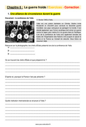 La Guerre froide - Exercices avec les corrigés : 11ème Harmos - PDF à imprimer