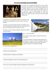 Sources d'énergie non renouvelables - Exercices - Sciences : 6ème, 7ème Harmos - PDF à imprimer