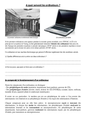 Introduction à l'informatique - A quoi servent les ordinateurs - Sciences : 5ème, 6ème, 7ème Harmos - PDF à imprimer