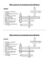 Mots croisés sur la connaissance des ordinateurs - Informatique - Sciences : 5ème, 6ème, 7ème Harmos - PDF à imprimer