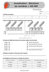 Les nombres inférieurs à 100 000 - Exercices, révisions  : 6ème, 7ème Harmos - PDF à imprimer