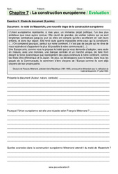 La construction européenne - Examen Evaluation avec les corrections : 11ème Harmos - PDF à imprimer