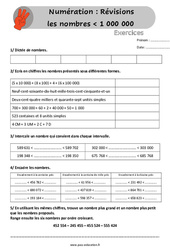 Les nombres inférieurs à 1 000 000 (révision) - Exercices, révisions  : 6ème, 7ème Harmos - PDF à imprimer