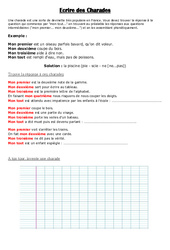 Charades - Ecriture poétique : 5ème, 6ème, 7ème Harmos - PDF à imprimer