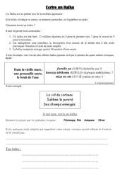 Haïku - Ecriture poétique - Ecrire - Rédaction : 6ème, 7ème Harmos - PDF à imprimer