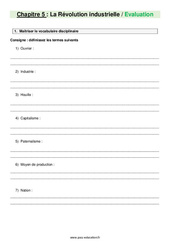 La révolution industrielle - Examen Evaluation avec les corrections : 10ème Harmos - PDF à imprimer