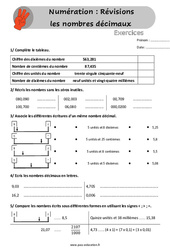 Les nombres décimaux (Révisions) au - Exercices : 6ème, 7ème Harmos - PDF à imprimer