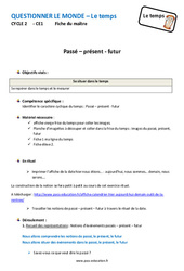 Passé - Présent - Futur - Fiche de préparation - Le temps : 4ème Harmos - PDF à imprimer