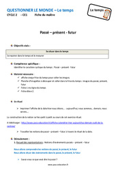 Séquence - Fiche de préparation Passé - Présent - Futur - Séquence - Fiche de préparation - Le temps : 4ème Harmos - PDF à imprimer