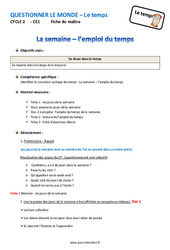 Semaine - Emploi du temps - Fiche de préparation : 4ème Harmos - PDF à imprimer