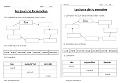 Jours de la semaine - Révisions : 4ème Harmos - PDF à imprimer