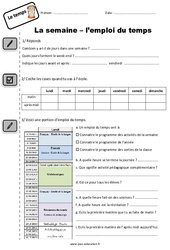 Semaine - Emploi du temps - Exercices : 4ème Harmos - PDF à imprimer