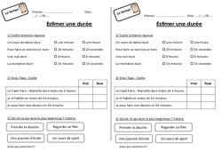 Estimer une durée - Exercices : 4ème Harmos - PDF à imprimer