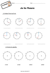 Lire l'heure - Exercices : 4ème Harmos - PDF à imprimer