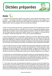 Dictée préparées / réfléchies (n°10) - Niveau  : 7ème Harmos - PDF à imprimer