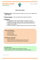 Séquence - Fiche de préparation Situer des objets - Séquence - Fiche de préparation : 2ème Harmos - PDF à imprimer