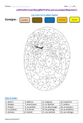 Mots de la même famille - Coloriage magique : 5ème Harmos - PDF à imprimer