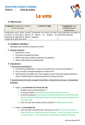 Séquence - Fiche de préparation Vote - Séquence - Fiche de préparation : 5ème Harmos - PDF à imprimer