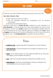 Vote - Cours, Leçon : 5ème Harmos - PDF à imprimer