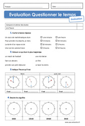 Durées, heures, minutes - Examen Evaluation : 4ème Harmos - PDF à imprimer