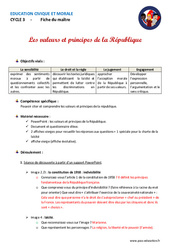 Valeurs et principes de la République - Séquence - Fiche de préparation EMC : 6ème, 7ème Harmos - PDF à imprimer