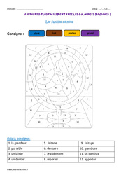 Famille de mots - Coloriage magique : 4ème Harmos - PDF à imprimer