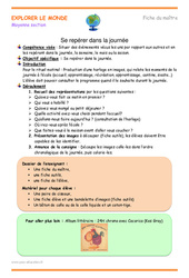 Séquence - Fiche de préparation Se repérer dans la journée - Séquence - Fiche de préparation : 1ère Harmos - PDF à imprimer