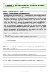 Un territoire sous influence urbaine - Examen Evaluation avec les corrections : 11ème Harmos - PDF à imprimer