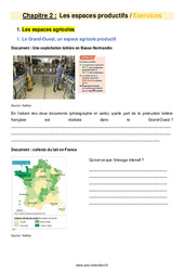 Les espaces productifs - Exercices avec les corrigés : 11ème Harmos - PDF à imprimer