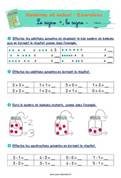 Signes + et - - Exercices corrigés : 3eme Harmos - PDF à imprimer