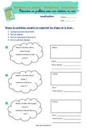 Résoudre un problème avec une addition ou une soustraction - Exercices corrigés : 3eme Harmos - PDF à imprimer