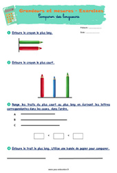 Comparer des longueurs - Exercices corrigés : 3eme Harmos - PDF à imprimer