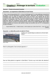 Aménager le territoire - Examen Evaluation avec les corrections : 11ème Harmos - PDF à imprimer