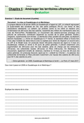 Aménager les territoires ultramarins - Examen Evaluation avec les corrections : 11ème Harmos - PDF à imprimer