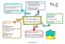 Mes - Mais - Mets - Met - Les homophones grammaticaux - Carte mentale : 7ème, 8ème Harmos - PDF à imprimer