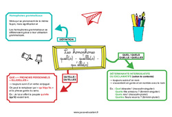 Quel(s) - Quelle(s) - Qu’elle(s) - Les homophones grammaticaux - Carte mentale : 7ème, 8ème Harmos - PDF à imprimer