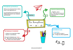 Sa - Ça - Çà - Les homophones grammaticaux - Carte mentale : 7ème, 8ème Harmos - PDF à imprimer