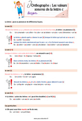 Les valeurs sonores de la lettre c - Préparation aux évaluations : 6ème Harmos - PDF à imprimer