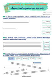 Mesurer des longueurs avec une unité - Exercices corrigés : 3eme Harmos - PDF à imprimer