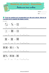 Additionner 3 nombres - Exercices corrigés : 3eme Harmos - PDF à imprimer